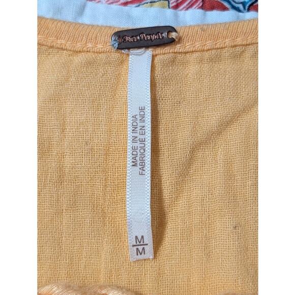 Free People Carrot Ginger Embroidered Dolman Boho Tie Market Tee Womens Sz M - Picture 3 of 11